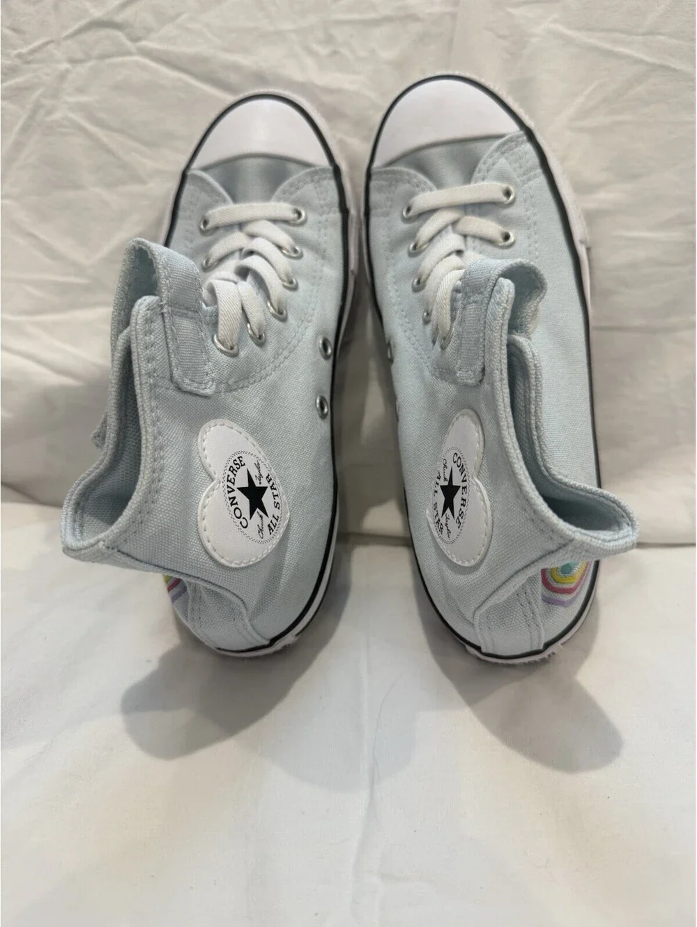 Converse Chuck Taylor All Star Heart Patch High Tops - Girls Size 2.5 Y